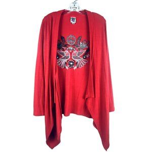 🟣🟣🟣 Mary Jane Women's Size Extra Small Peace Waterfall Embroidered Cardigan S